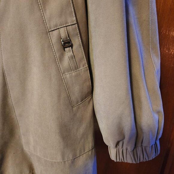 Women's Petite Medium St. John's Bay Tan/Black Anorak Full Zip Hooded Jacket - Picture 5 of 10